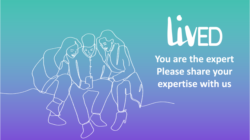 A hand drawn illustration of people accessing InsideOut Institute's LivED project