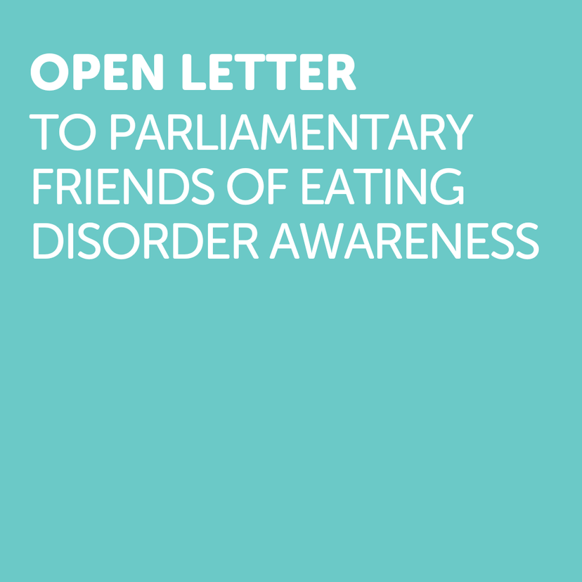 An image with the words Open Letter to Parliamentary Friends of Eating Disorder Awareness