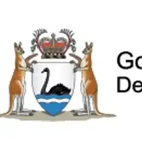 The image depicts a coat of arms with a crown at the top, two kangaroos as supporters, and a shield with a swan and water motif. The text "Go Deep" is displayed below the coat of arms.