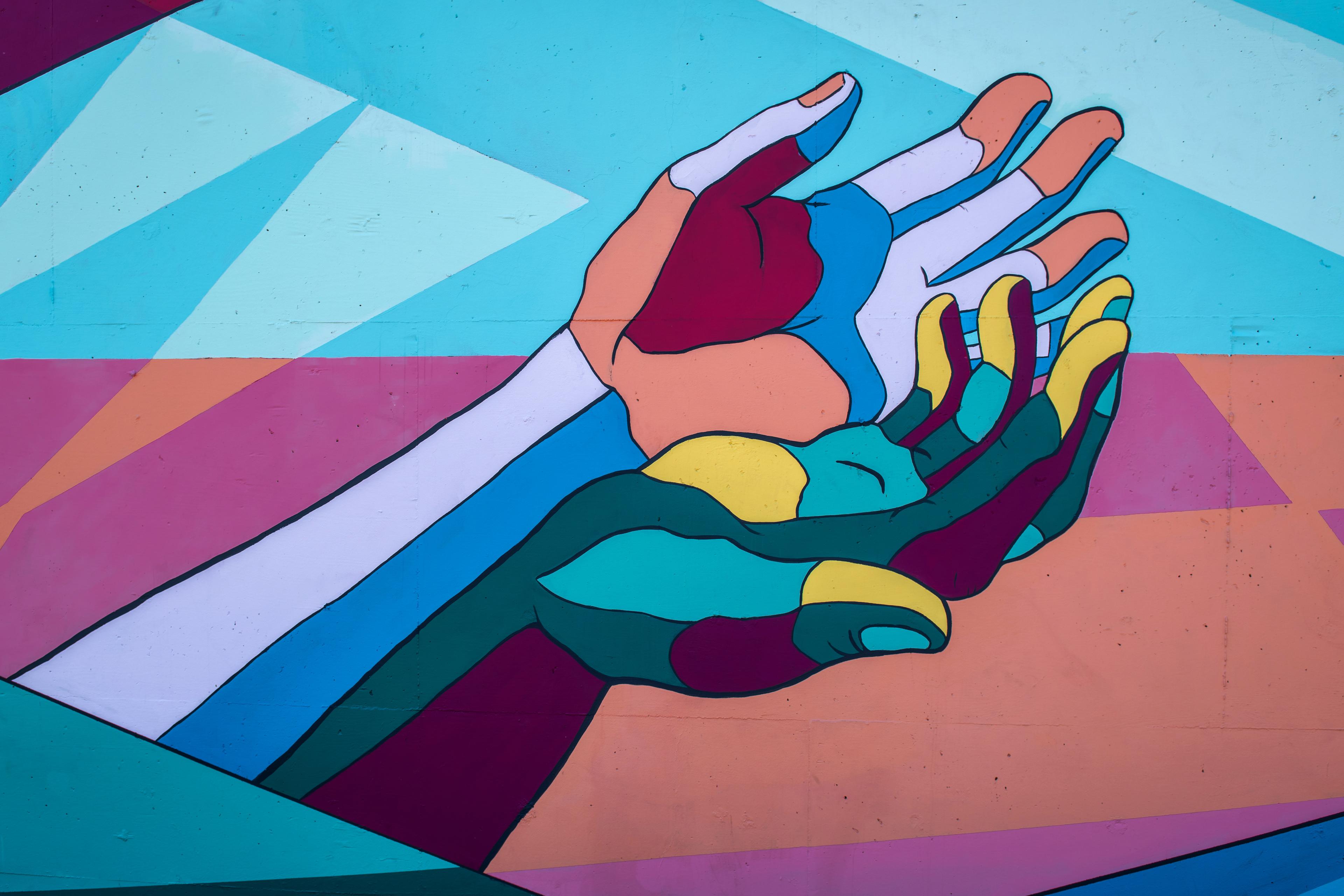 Artistic drawn hands